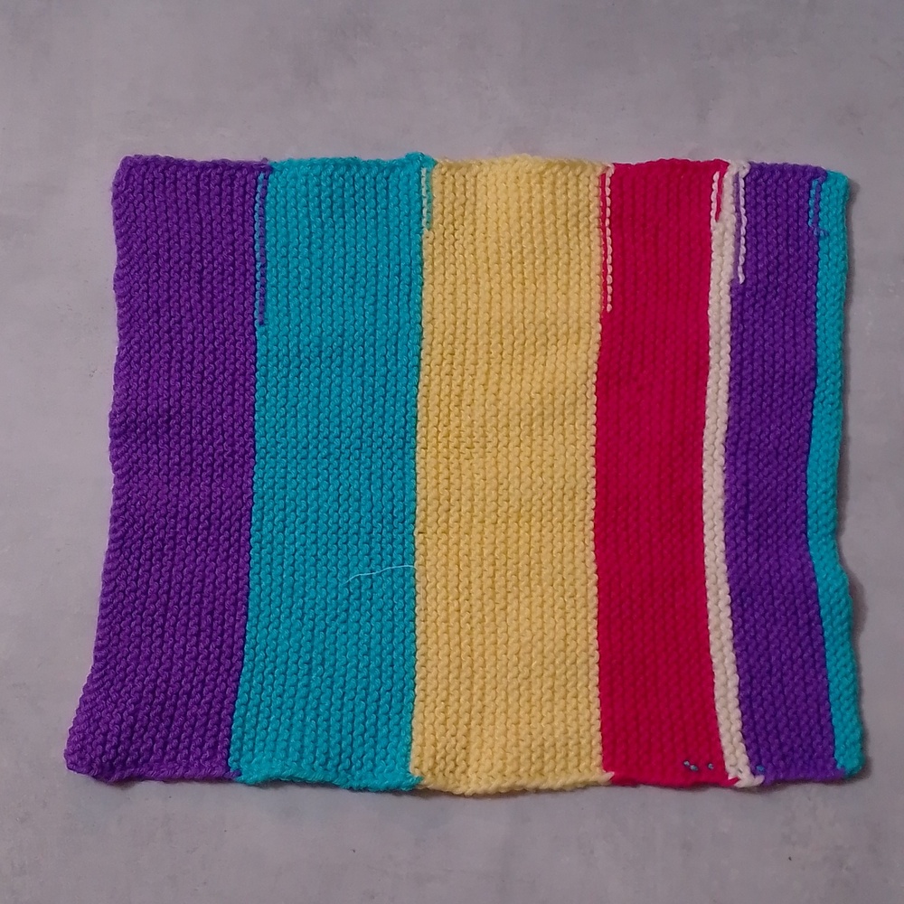 NWOT Vintage Hand-Knitted Made-in-Canada Colourful Baby Welcoming Mini Blanket